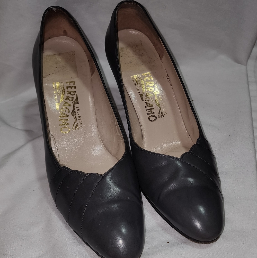 Salvatore Ferragamo Black Leather Heels